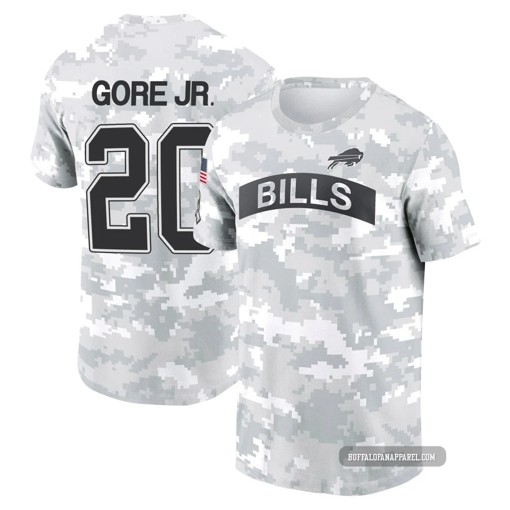 Frank Gore Jr. Buffalo Bills ＃20 Arctic Camo Youth 2024 Salute to Service Performance T-Shirt