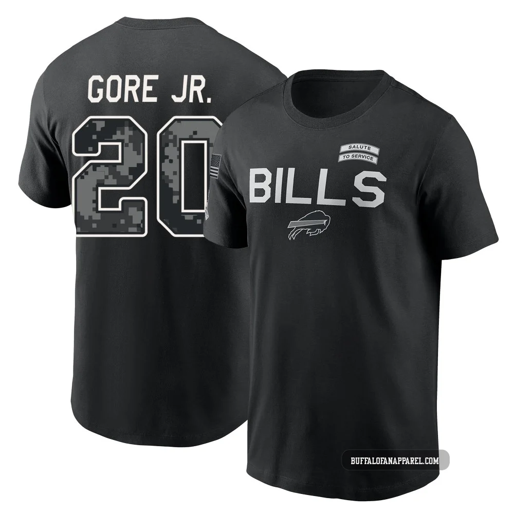 Frank Gore Jr. Buffalo Bills ＃20 Black Men's 2026 Salute to Service Sideline T-Shirt