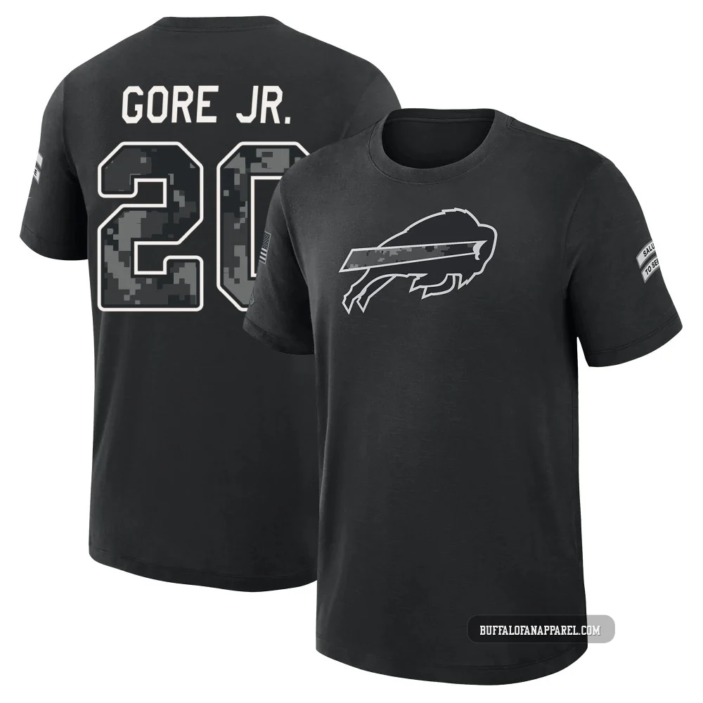 Frank Gore Jr. Buffalo Bills ＃20 Black Youth 2026 Salute to Service Slub T-Shirt