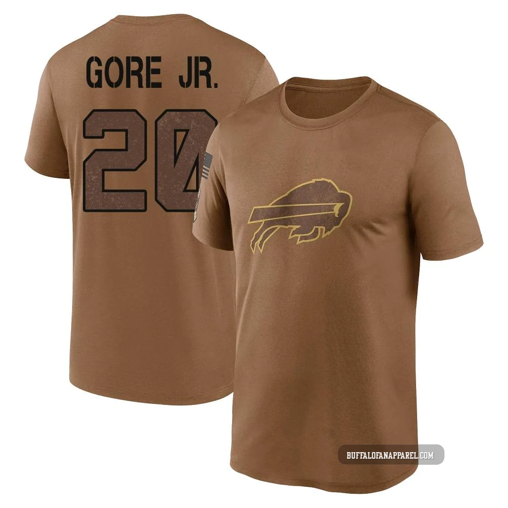 Frank Gore Jr. Buffalo Bills ＃20 Brown Men's Legend 2023 Salute To Service Performance T-Shirt