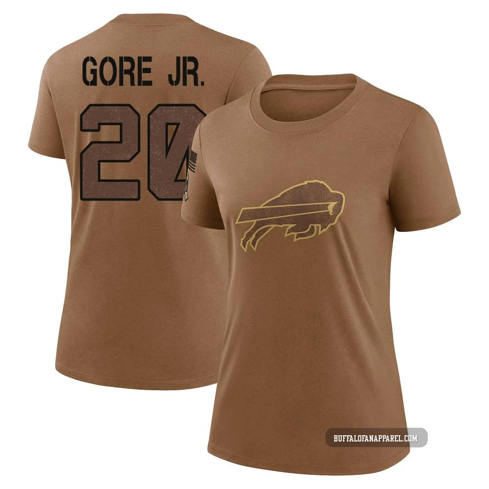 Frank Gore Jr. Buffalo Bills ＃20 Brown Women's Legend 2023 Salute To Service Performance T-Shirt