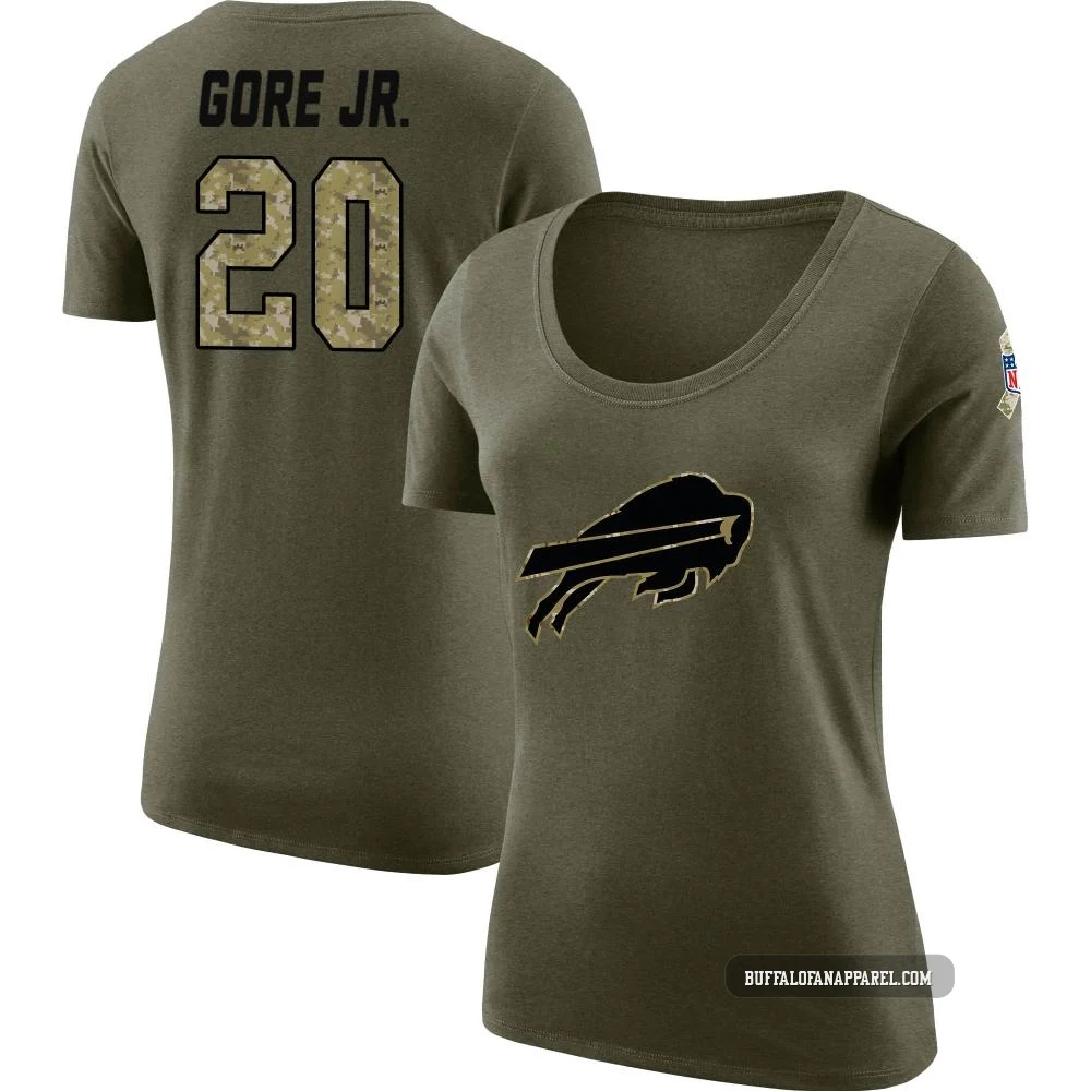 Frank Gore Jr. Buffalo Bills ＃20 Olive Women's Legend Salute to Service Scoop Neck T-Shirt
