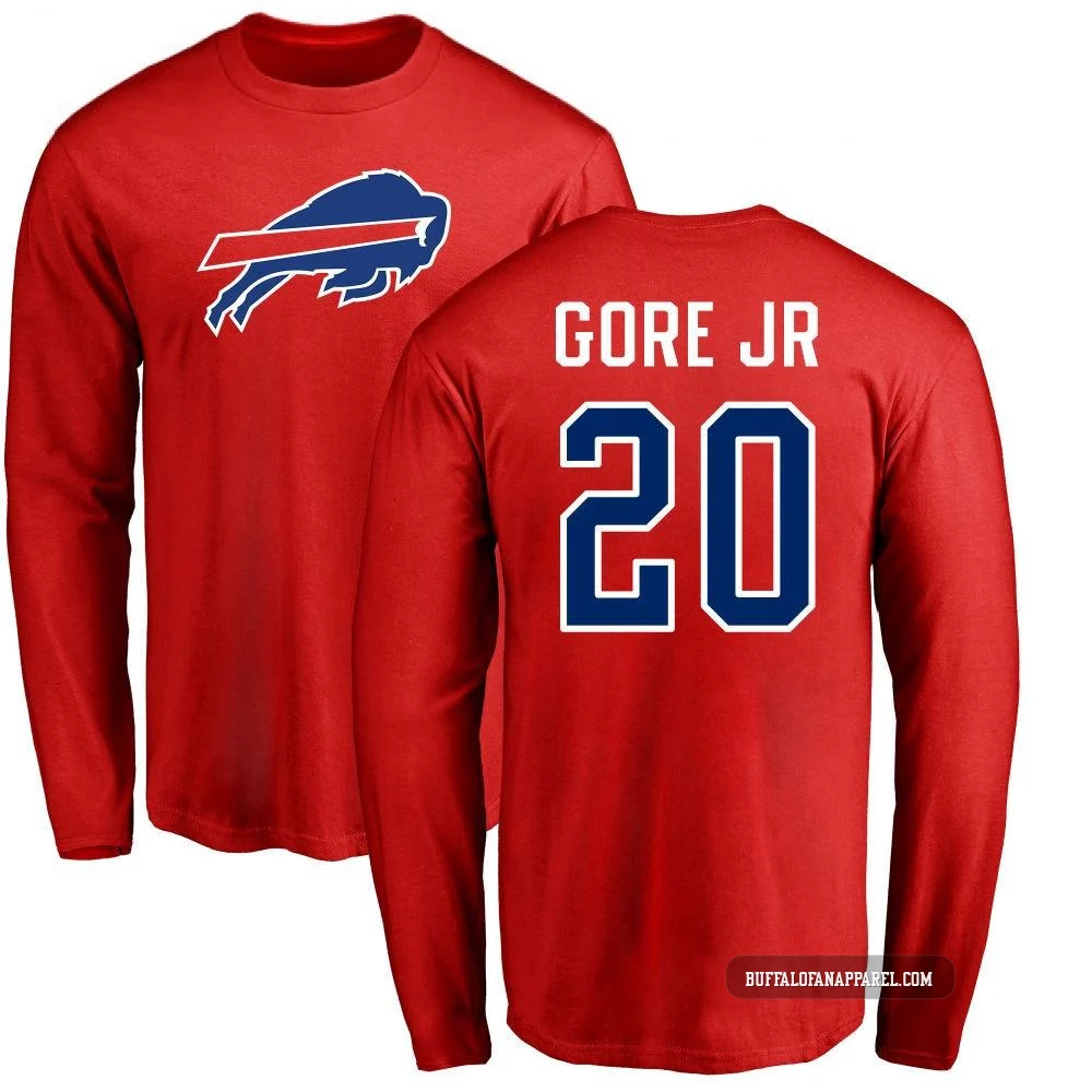 Frank Gore Jr. Buffalo Bills ＃20 Red Youth Pro Line Name & Number Logo Long Sleeve T-Shirt -