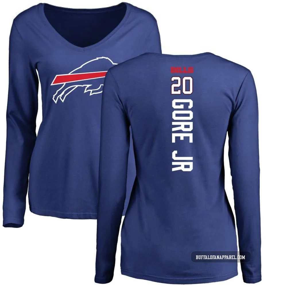 Frank Gore Jr. Buffalo Bills ＃20 Royal Women's Pro Line Backer Slim Fit Long Sleeve T-Shirt -