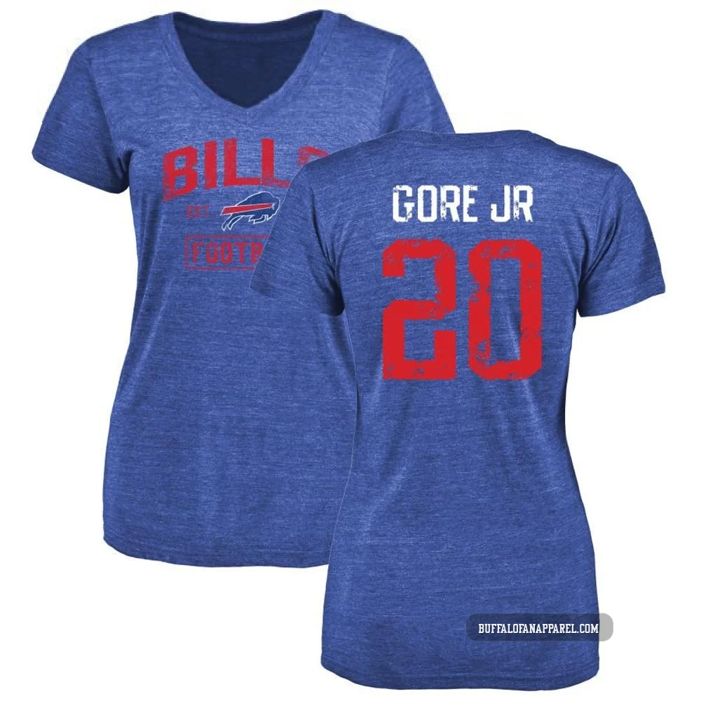 Frank Gore Jr. Buffalo Bills ＃20 Royal Women's Pro Line by Distressed Name & Number Tri-Blend T-Shirt -