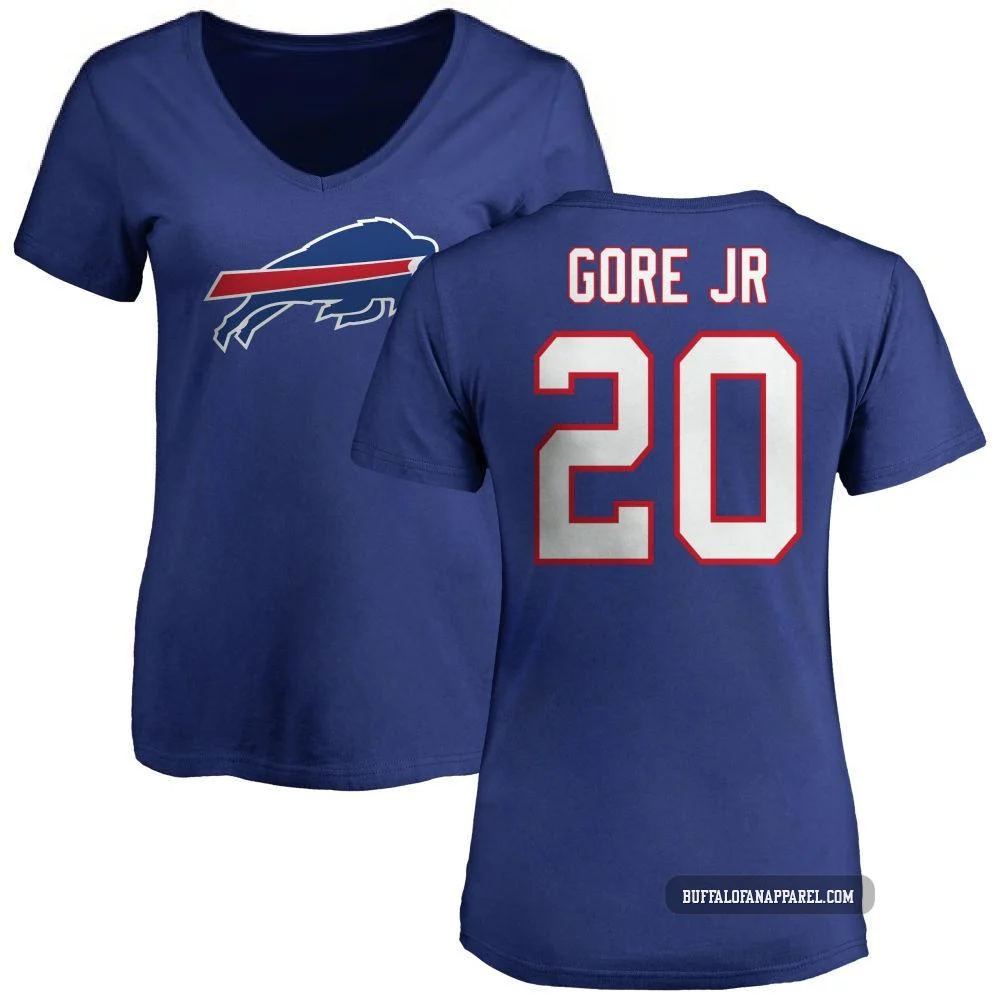 Frank Gore Jr. Buffalo Bills ＃20 Royal Women's Pro Line Name & Number Logo Slim Fit T-Shirt -