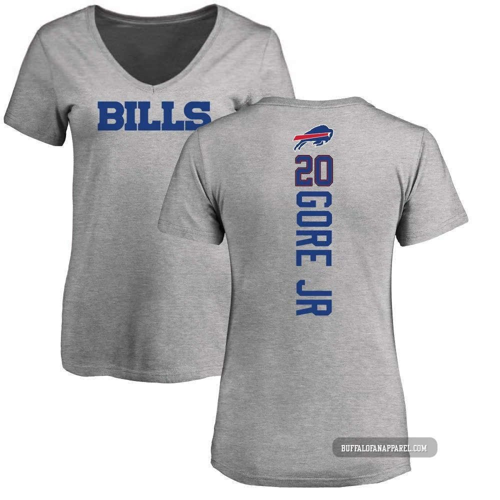 Frank Gore Jr. Buffalo Bills ＃20 Women's Pro Line Backer V-Neck T-Shirt - Ash